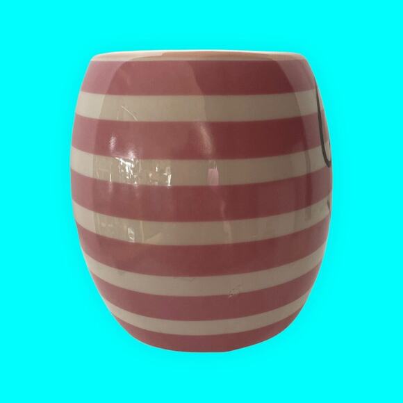 Queen for a Day Coffee Mug Cup Pier One Pink Stripes Black Polka Dot Interior - Picture 4 of 8
